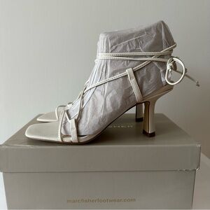 Marc Fisher Women's White Lace-Up Heeled Sandals